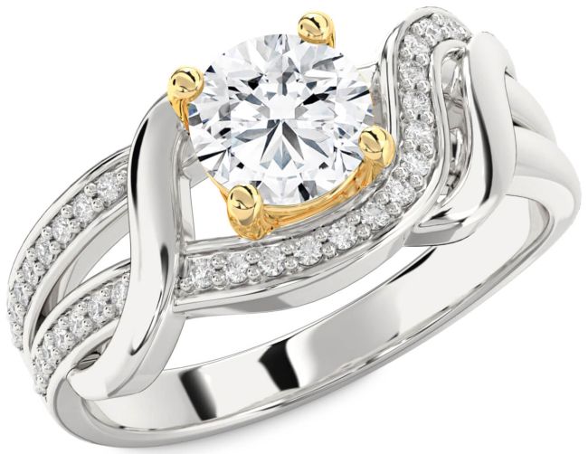 Diamond White Yellow Gold Round Solitaire Engagement Ring