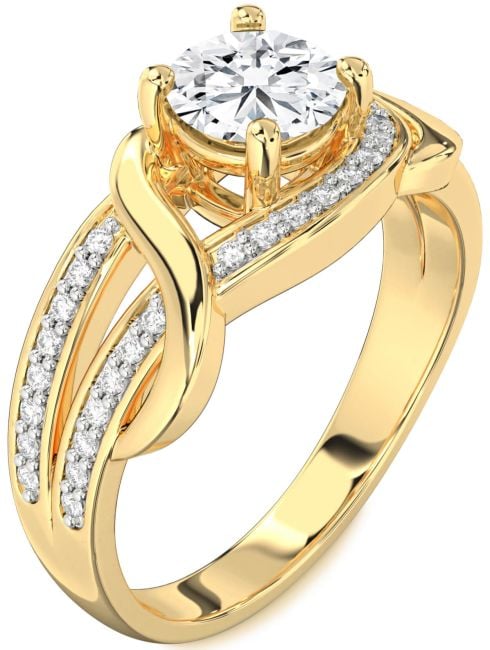 Lab Diamond Gold Silver Round Solitaire Engagement Ring