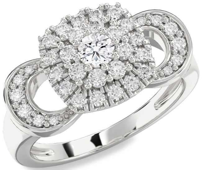 Diamond Platinum Halo Round Promise Ring