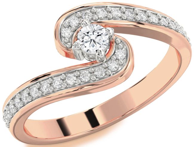 Diamond Rose Gold Silver Round Pave Promise Ring