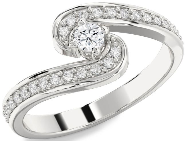 Diamond Silver Round Pave Promise Ring