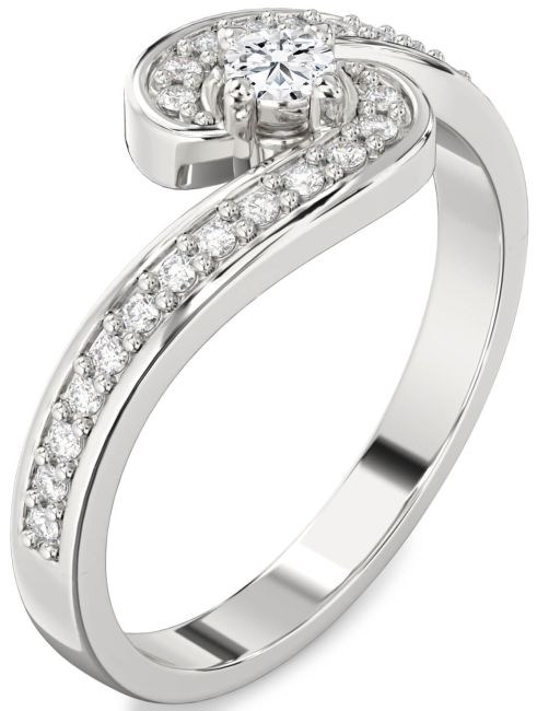 Lab Diamond Silver Round Pave Promise Ring