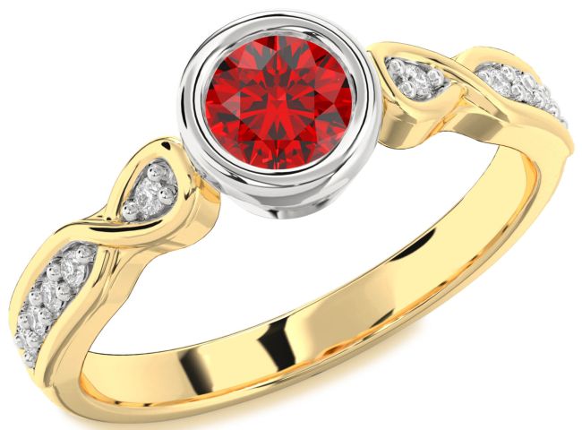Diamond Ruby Gold Silver Round Solitaire Engagement Ring
