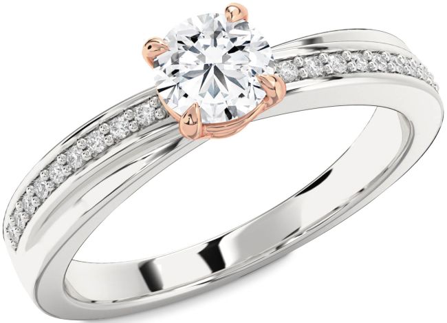 Diamond Platinum & Rose Gold Round Solitaire Engagement Ring