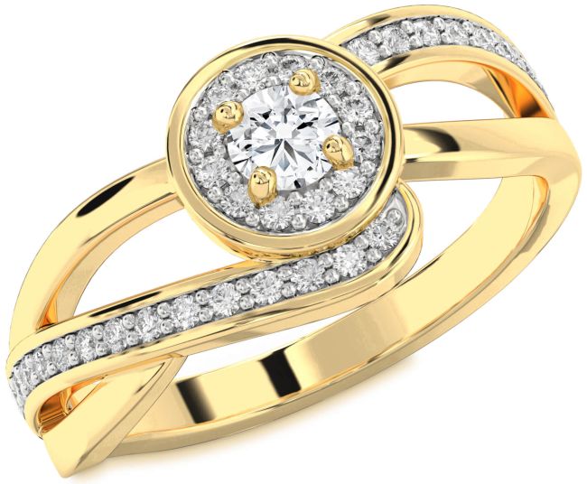 Diamond Gold Halo Round Promise Ring