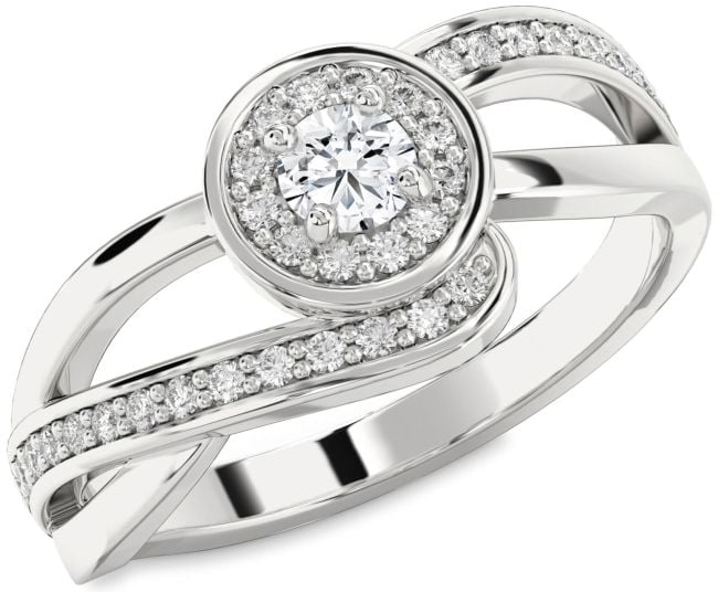 Diamond White Gold Halo Round Promise Ring