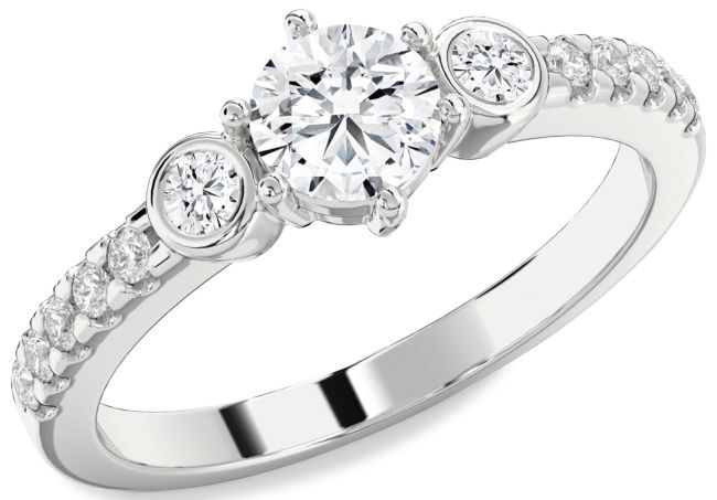 Diamond White Gold Round Three Stone Engagement Ring