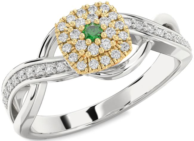 Diamond Emerald Gold Silver Infinity Round Promise Ring