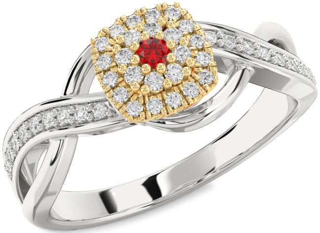 Diamond Ruby Gold Silver Infinity Round Promise Ring