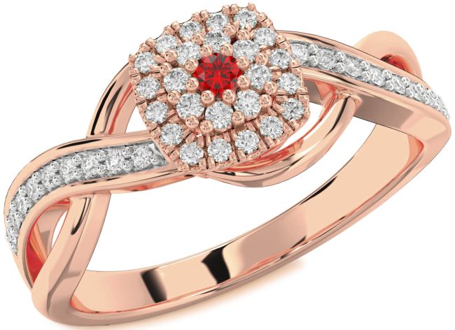 Diamond Ruby Rose Gold Silver Infinity Round Promise Ring