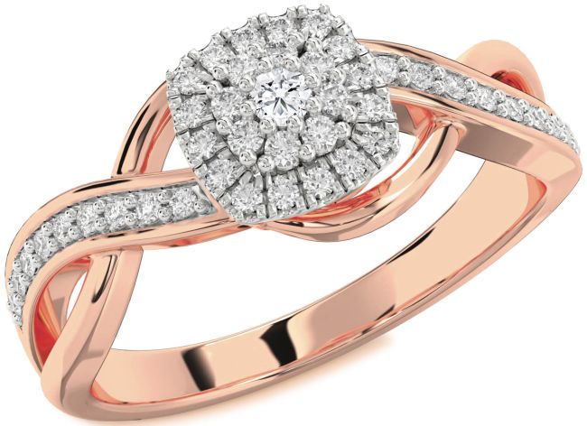 Diamond Platinum & Rose Gold Infinity Round Promise Ring