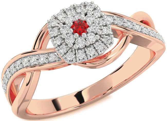 Diamond Ruby Rose Gold Silver Infinity Round Promise Ring