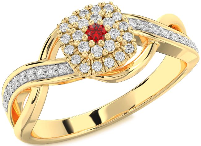 Diamond Ruby Gold Infinity Round Promise Ring