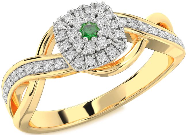 Diamond Emerald Gold Silver Infinity Round Promise Ring
