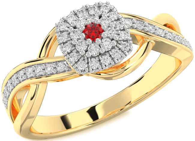 Diamond Ruby Gold Silver Infinity Round Promise Ring