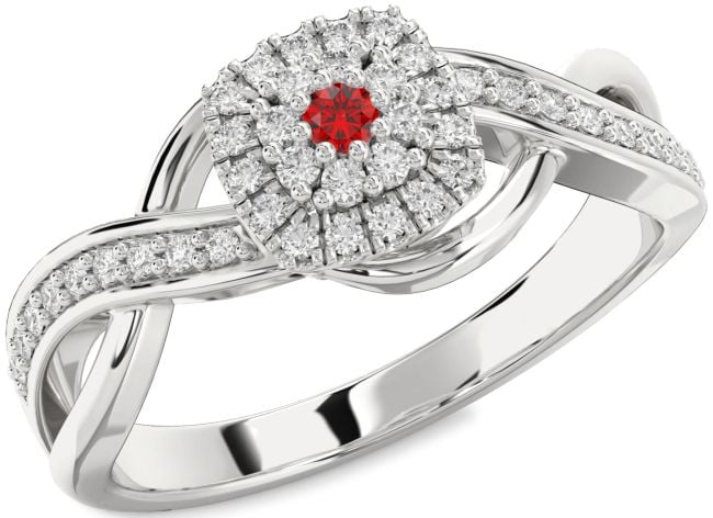 Diamond Ruby Silver Infinity Round Promise Ring