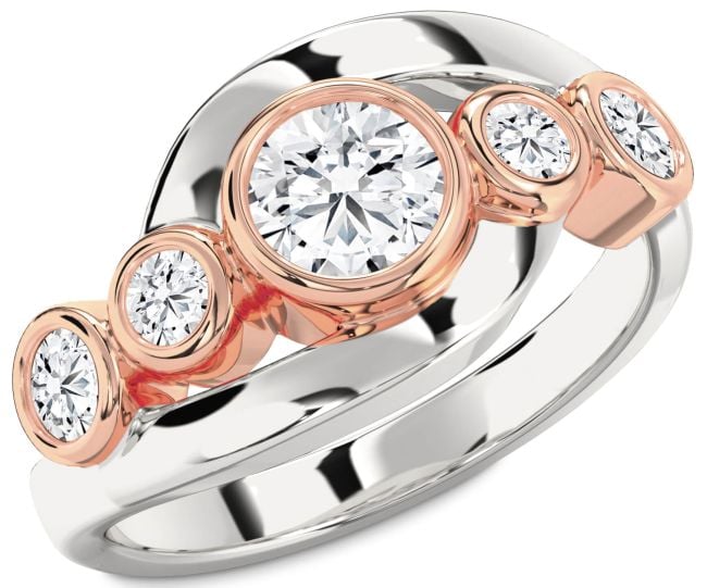 Diamond White Rose Gold Round Engagement Ring