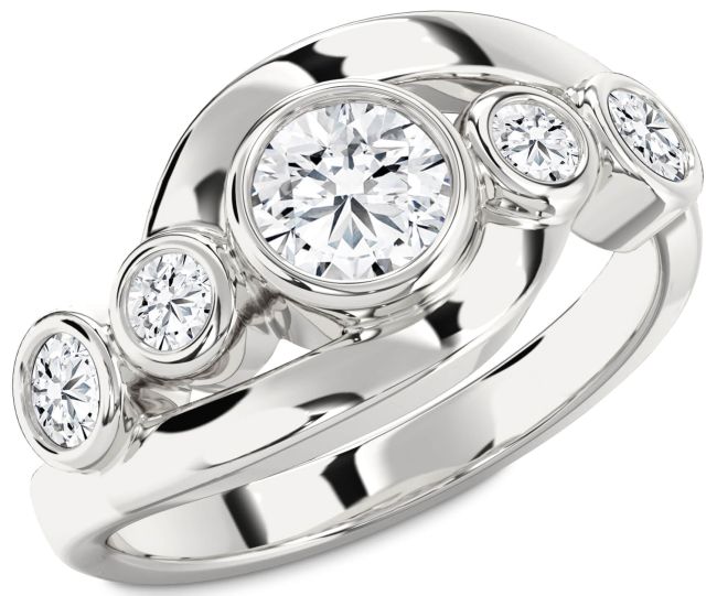 Diamond Silver Round Engagement Ring