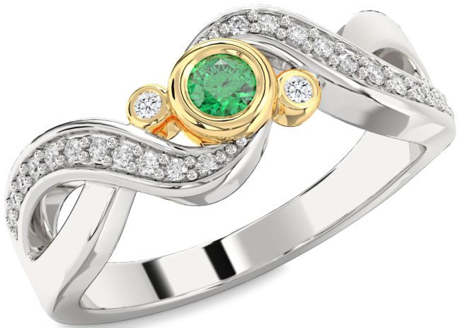 Diamond Emerald Gold Silver Infinity Round Promise Ring