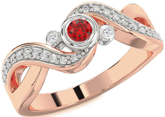 Diamond Ruby Rose Gold Silver Infinity Round Promise Ring