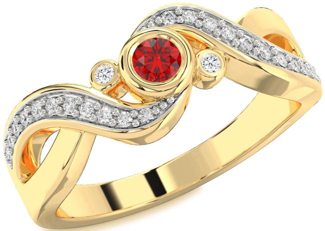 Diamond Ruby Gold Infinity Round Promise Ring