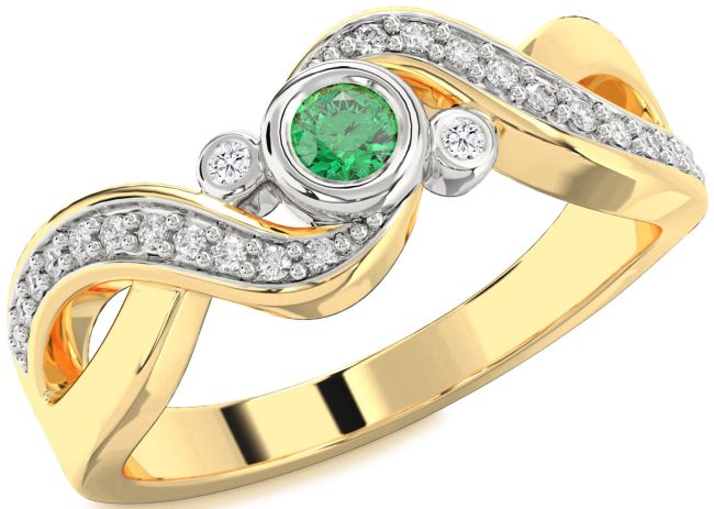 Diamond Emerald Gold Silver Infinity Round Promise Ring