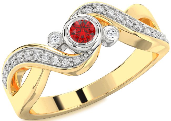 Diamond Ruby Gold Silver Infinity Round Promise Ring