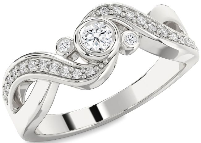 Diamond Opal Silver Infinity Round Promise Ring