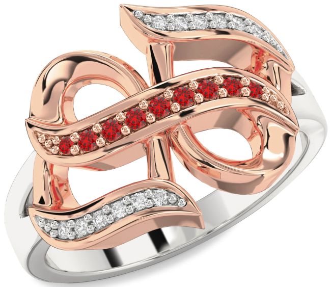 Diamond Ruby Platinum & Rose Gold Infinity Ring