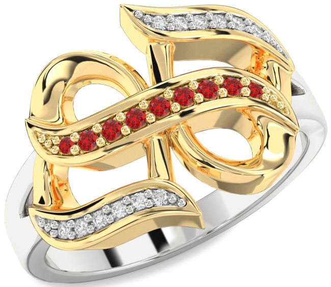 Diamond Ruby Gold Silver Infinity Ring