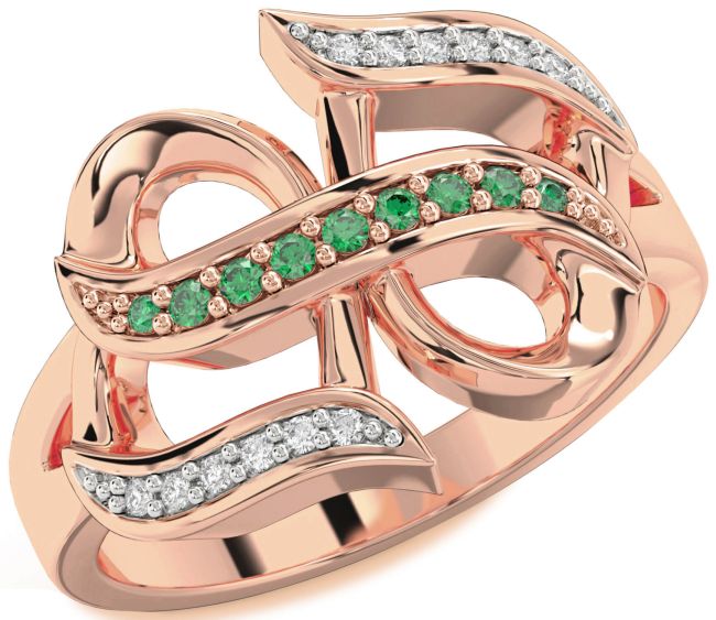 Diamond Emerald Rose Gold Infinity Ring
