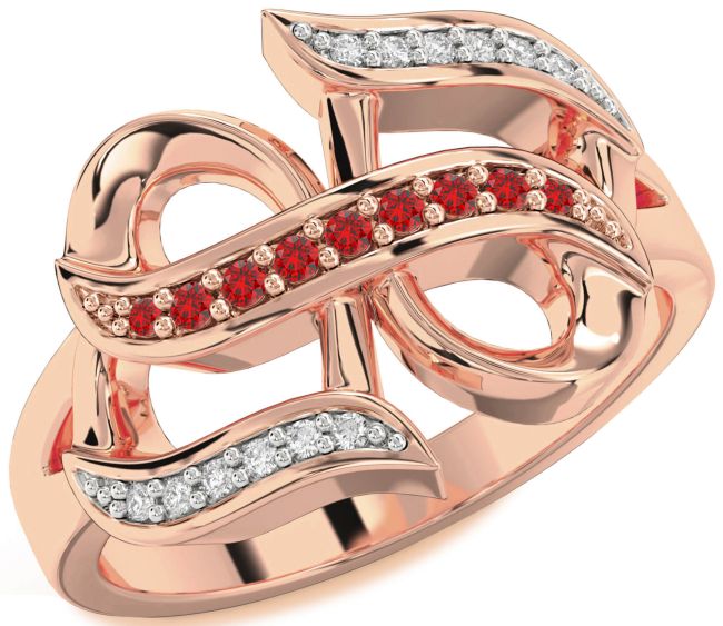Diamond Ruby Rose Gold Infinity Ring