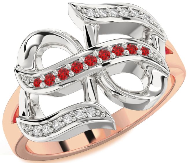 Diamond Ruby Rose Gold Silver Infinity Ring