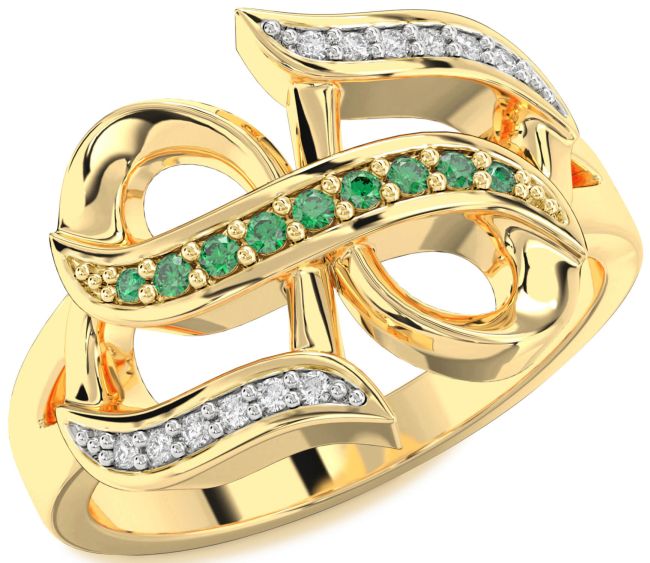 Diamond Emerald Gold Infinity Ring