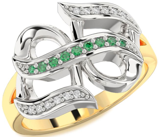 Diamond Emerald Gold Silver Infinity Ring