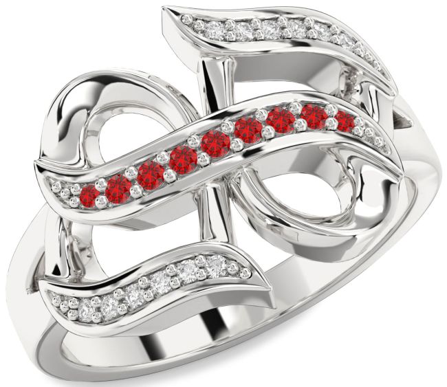 Diamond Ruby Silver Infinity Ring