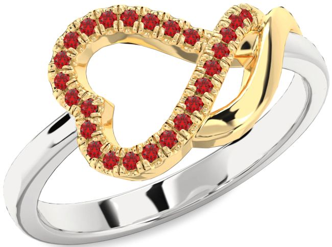 Ruby Platinum & Yellow Gold Heart Ring