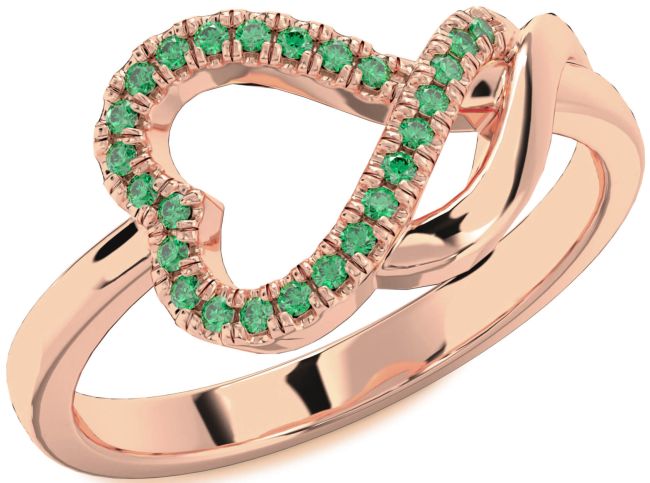 Emerald Rose Gold Heart Ring