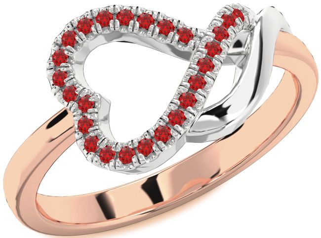 Ruby Rose Gold Silver Heart Ring