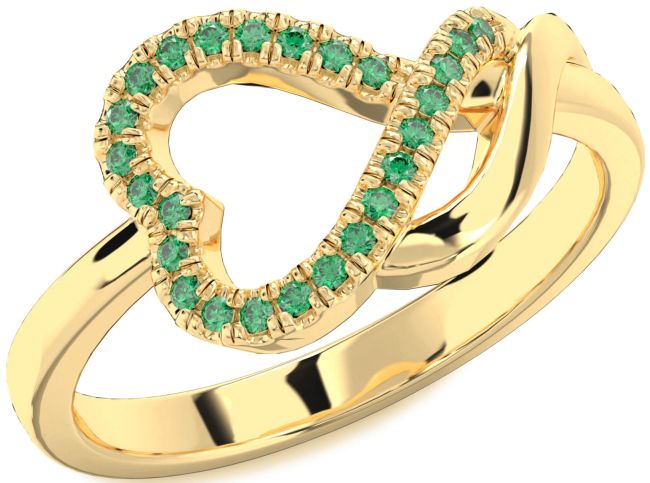Emerald Gold Heart Ring