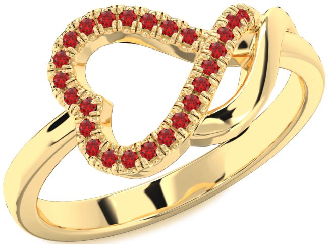 Ruby Gold Heart Ring
