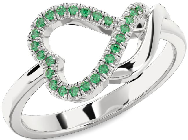 Emerald Platinum Heart Ring