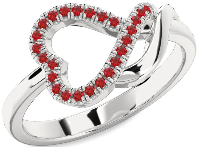 Ruby Platinum Heart Ring