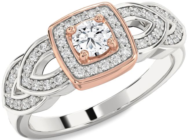 Diamond White Rose Gold Halo Round Promise Ring