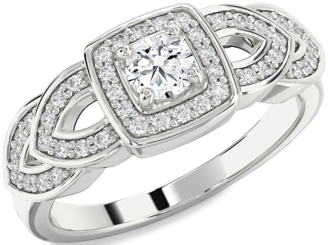 Diamond Silver Halo Round Promise Ring