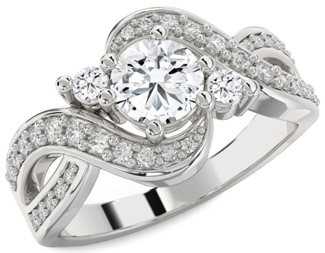 Diamond White Gold Round Three Stone Engagement Ring