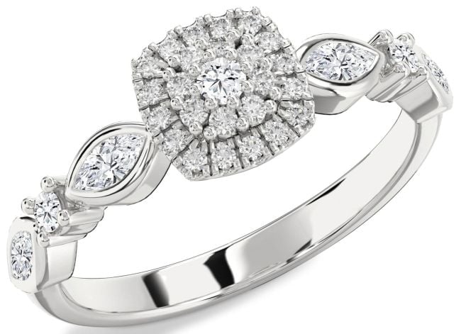 Diamond White Gold Halo Round Promise Ring