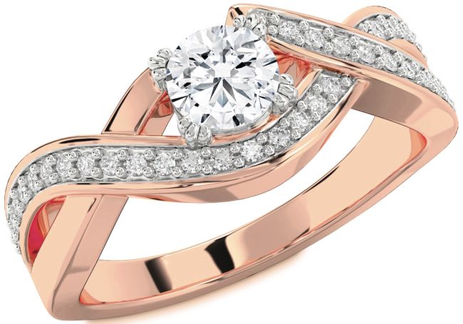 Diamond White Rose Gold Infinity Round Solitaire Engagement Ring