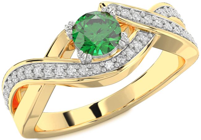 Diamond Emerald Gold Silver Infinity Round Solitaire Engagement Ring