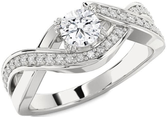 Diamond Silver Infinity Round Solitaire Engagement Ring